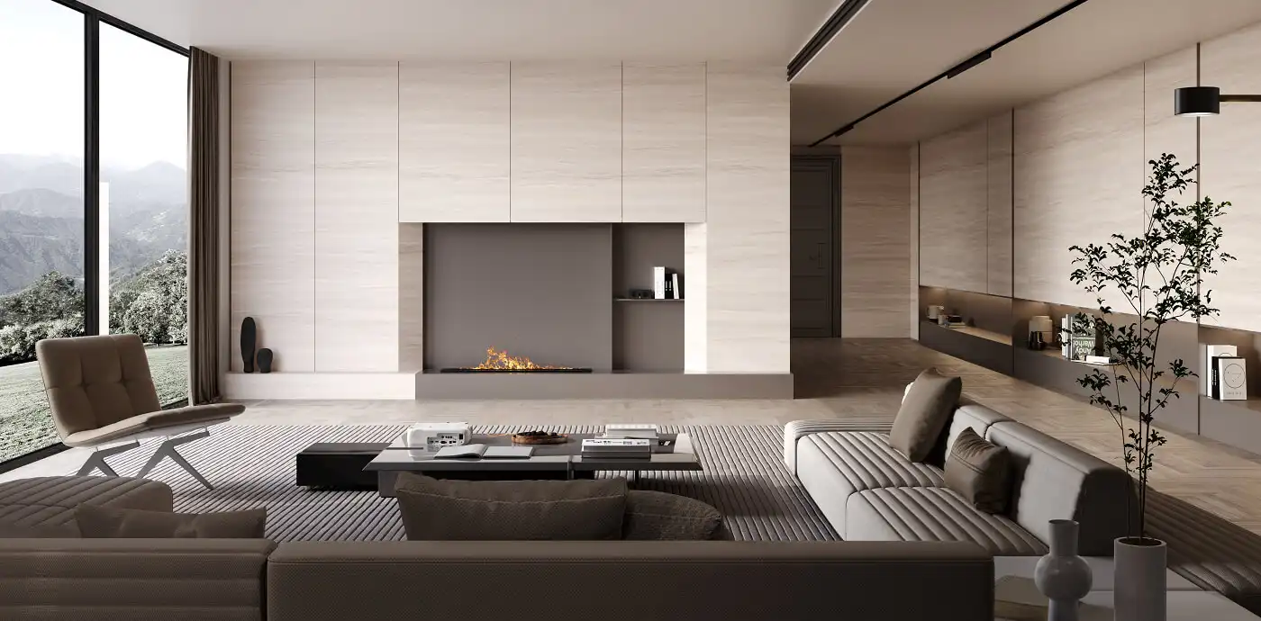 Modern Open Kitchen Cabinet With Island PLCC21415